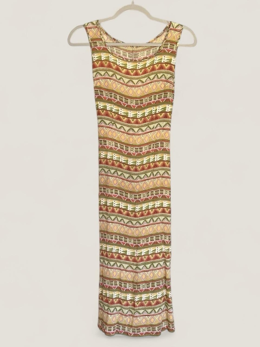 Vintage 90s Earth Tone Knit Midi Dress